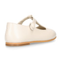 Girl T-Strap Mary Jane shoes in PORCELAIN NAPPA leather.