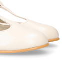 Girl T-Strap Mary Jane shoes in PORCELAIN NAPPA leather.