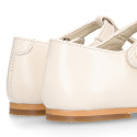 Girl T-Strap Mary Jane shoes in PORCELAIN NAPPA leather.