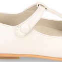 Girl T-Strap Mary Jane shoes in PORCELAIN NAPPA leather.