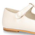 Girl T-Strap Mary Jane shoes in PORCELAIN NAPPA leather.