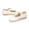 Girl T-Strap Mary Jane shoes in PORCELAIN NAPPA leather.