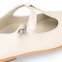 Girl T-Strap Mary Jane shoes in PORCELAIN NAPPA leather.