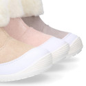 Kids Bootie OKAA FLEX shoes with faux fur neck design and with side zipper closure.