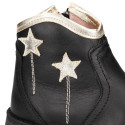 Nappa leather girl ankle boot shoes with laminated STARS design.