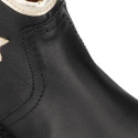 Nappa leather girl ankle boot shoes with laminated STARS design.