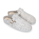 Plush cloth Kids Home shoes with open heel design CLOG style.
