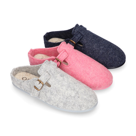 Plush cloth Kids Home shoes with open heel design CLOG style.