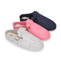 Plush cloth Kids Home shoes with open heel design CLOG style.