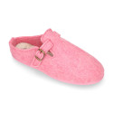 Plush cloth Kids Home shoes with open heel design CLOG style.