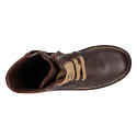 BIKER style Nappa leather kids boots with zipper closure and laces in brown color.