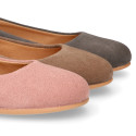 Suede leather Girl Ballet flat shoes to dress.