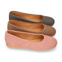 Suede leather Girl Ballet flat shoes to dress.