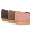 Suede leather Girl Ballet flat shoes to dress.