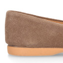 Suede leather Girl Ballet flat shoes to dress.