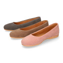 Suede leather Girl Ballet flat shoes to dress.