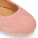 Suede leather Girl Ballet flat shoes to dress.