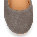 Suede leather Girl Ballet flat shoes to dress.