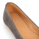 Suede leather Girl Ballet flat shoes to dress.