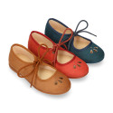 Autumn winter canvas Girl Mary Jane shoes with FLOWER CHOPPED design in seasonal colors.