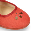 Autumn winter canvas Girl Mary Jane shoes with FLOWER CHOPPED design in seasonal colors.