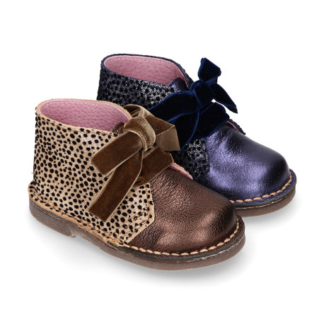 Shiny Suede leather kids Safari Boots with FANTASY counter design.