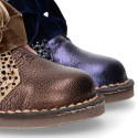 Shiny Suede leather kids Safari Boots with FANTASY counter design.