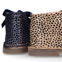 Shiny Suede leather kids Safari Boots with FANTASY counter design.