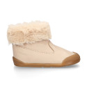 Kids Bootie BLANDITOS shoes with faux fur neck design and with side zipper closure.