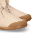 Kids Bootie BLANDITOS shoes with faux fur neck design and with side zipper closure.