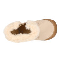 Kids Bootie BLANDITOS shoes with faux fur neck design and with side zipper closure.