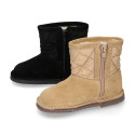 Suede leather Kids Boots Australian style combined with Nylon and fake hair lining.