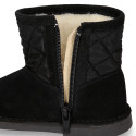 Suede leather Kids Boots Australian style combined with Nylon and fake hair lining.