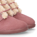 Classic kids suede leather little bootie with FAKE HAIR design.