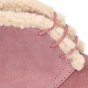 Classic kids suede leather little bootie with FAKE HAIR design.