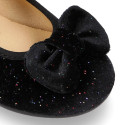 Shiny Velvet canvas girl Mary Jane shoes with RIBBON design.