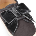 New Autumn-winter canvas FASHION tennis shoes with velcro closure and VELVET BOW design.