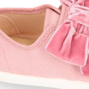 New Autumn-winter canvas FASHION tennis shoes with velcro closure and VELVET BOW design.