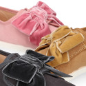 New Autumn-winter canvas FASHION tennis shoes with velcro closure and VELVET BOW design.