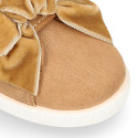 New Autumn-winter canvas FASHION tennis shoes with velcro closure and VELVET BOW design.