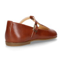 Girl T-BAR Mary Jane shoes in TAN Nappa leather.