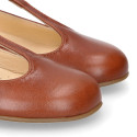 Girl T-BAR Mary Jane shoes in TAN Nappa leather.