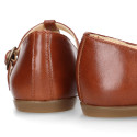 Girl T-BAR Mary Jane shoes in TAN Nappa leather.