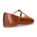 Girl T-BAR Mary Jane shoes in TRENDY colors Nappa leather with petals design.