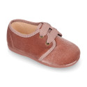 Little laces up shoes in FASHION velvet canvas for kids.