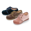 Little laces up shoes in FASHION velvet canvas for kids.