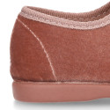 Little laces up shoes in FASHION velvet canvas for kids.
