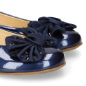 LUXURY Girl Ballet flat shoes with bow with crystals in patent leather.