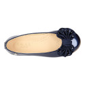 LUXURY Girl Ballet flat shoes with bow with crystals in patent leather.