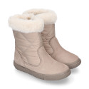 FUR neck design girl boot shoes in suede leather with Nylon.